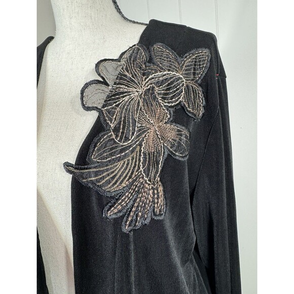 Chicos Travelers NWT Embroidered Floral Appliqué Open Jacket Size 2 Marissa - Picture 4 of 7